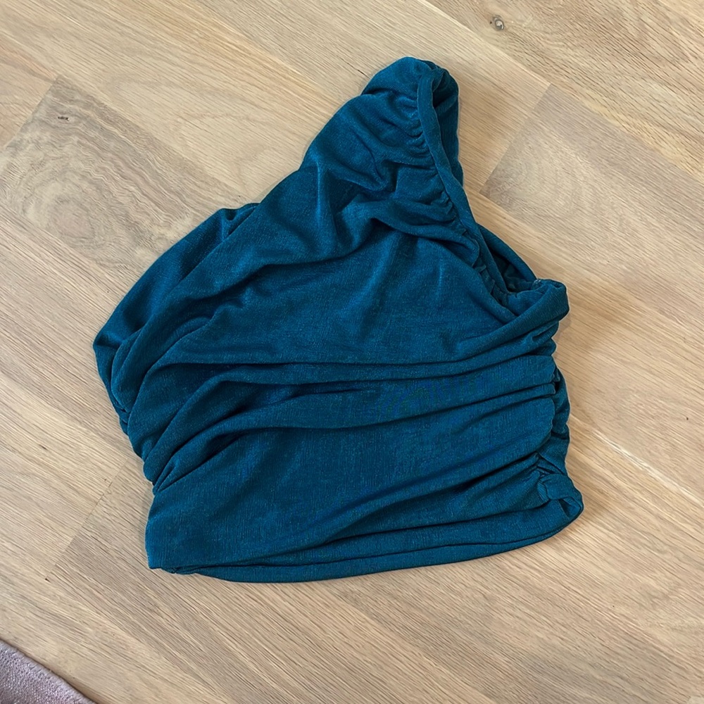 Teal one shoulder top